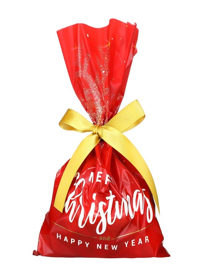 Tenare 100 Pieces Christmas Treat Bags Money Candy Cellophane Bag Loot Bags for Party with 22 Yards Beige Ribbon for Party Favor Party Supplies, 6 x 9 Inch(Delicate Style) - Image 3